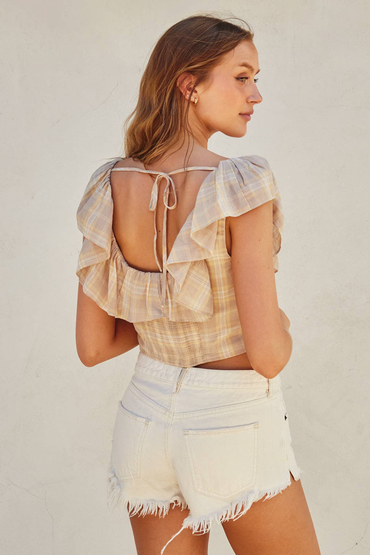 Say Something Blue Plaid Crop Top