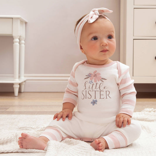 Baby Girl's "Little Sister" Bamboo Romper
