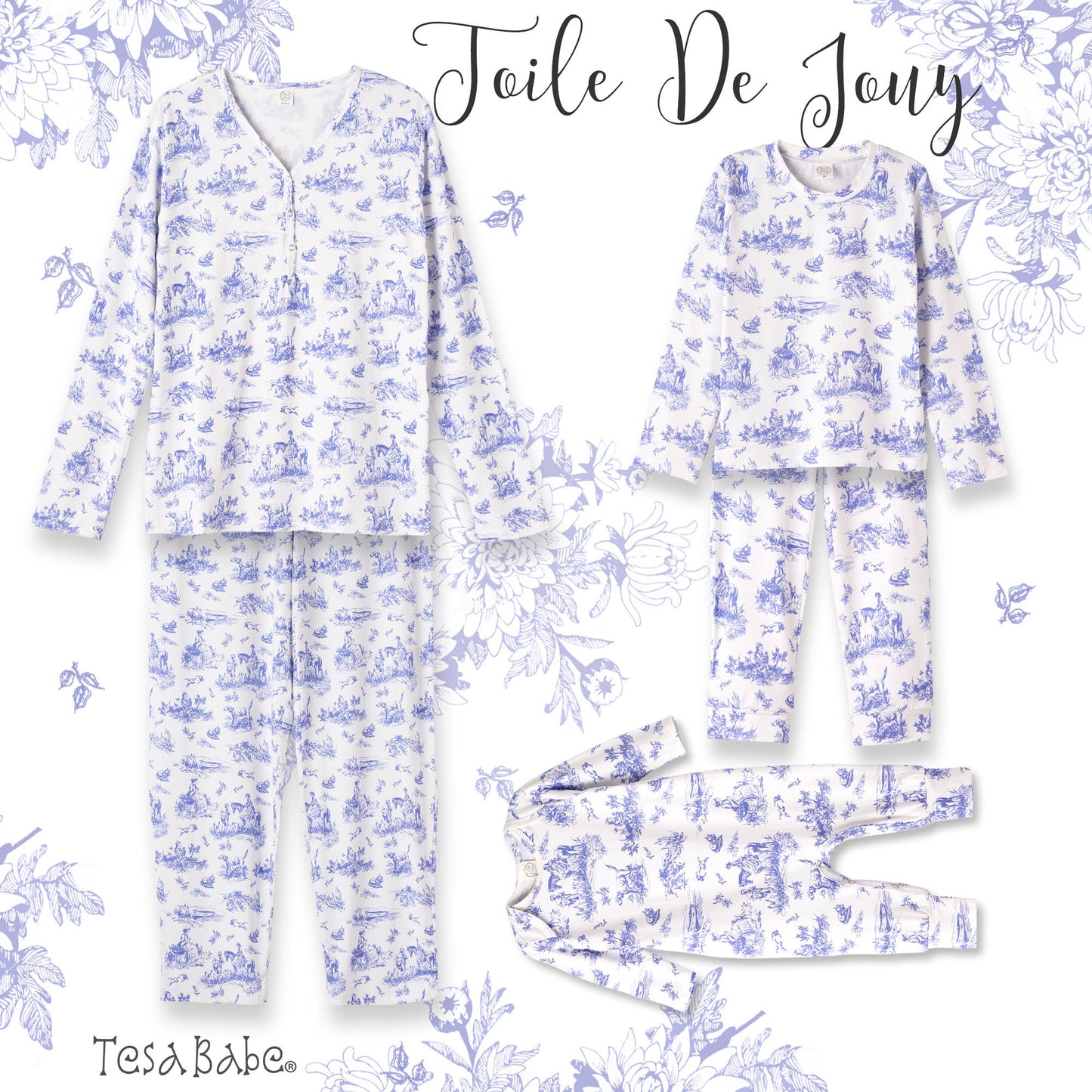 Baby Toile de Jouy Bamboo Romper