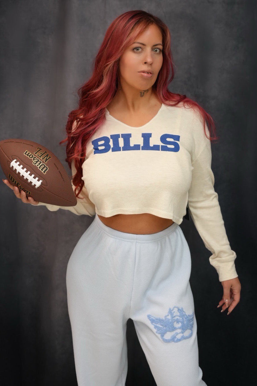 Buffalo Bills Waffle Knit Crop T-shirt