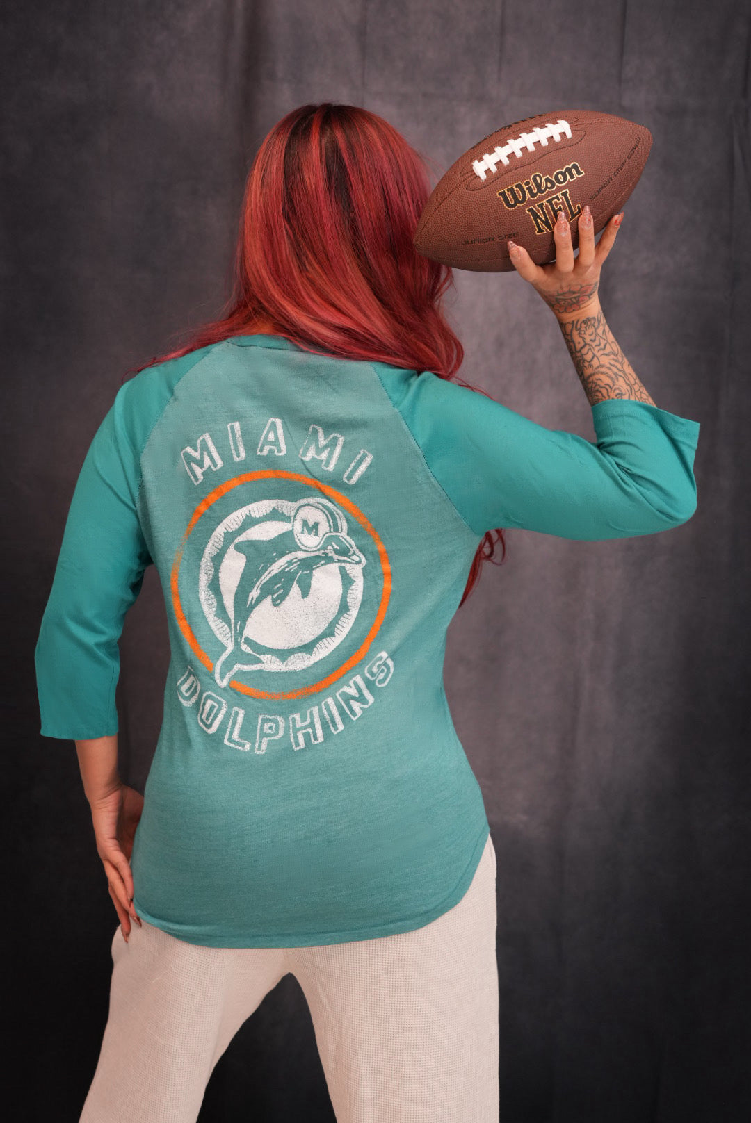 Miami Dolphins 3/4 Sleeve Jersey T-shirt in Team Colors