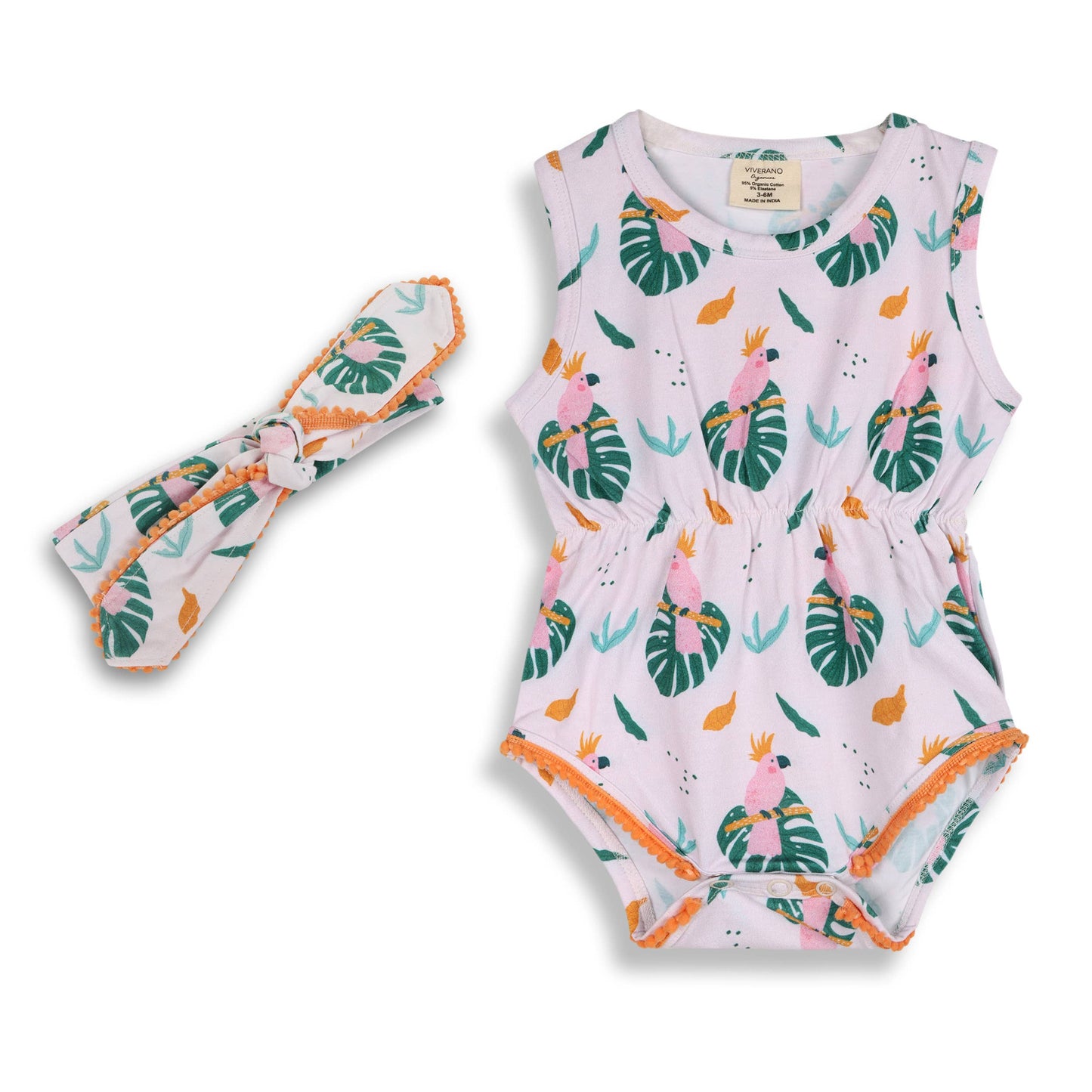 Parrot Short Baby Romper + Headband (Organic Jersey)