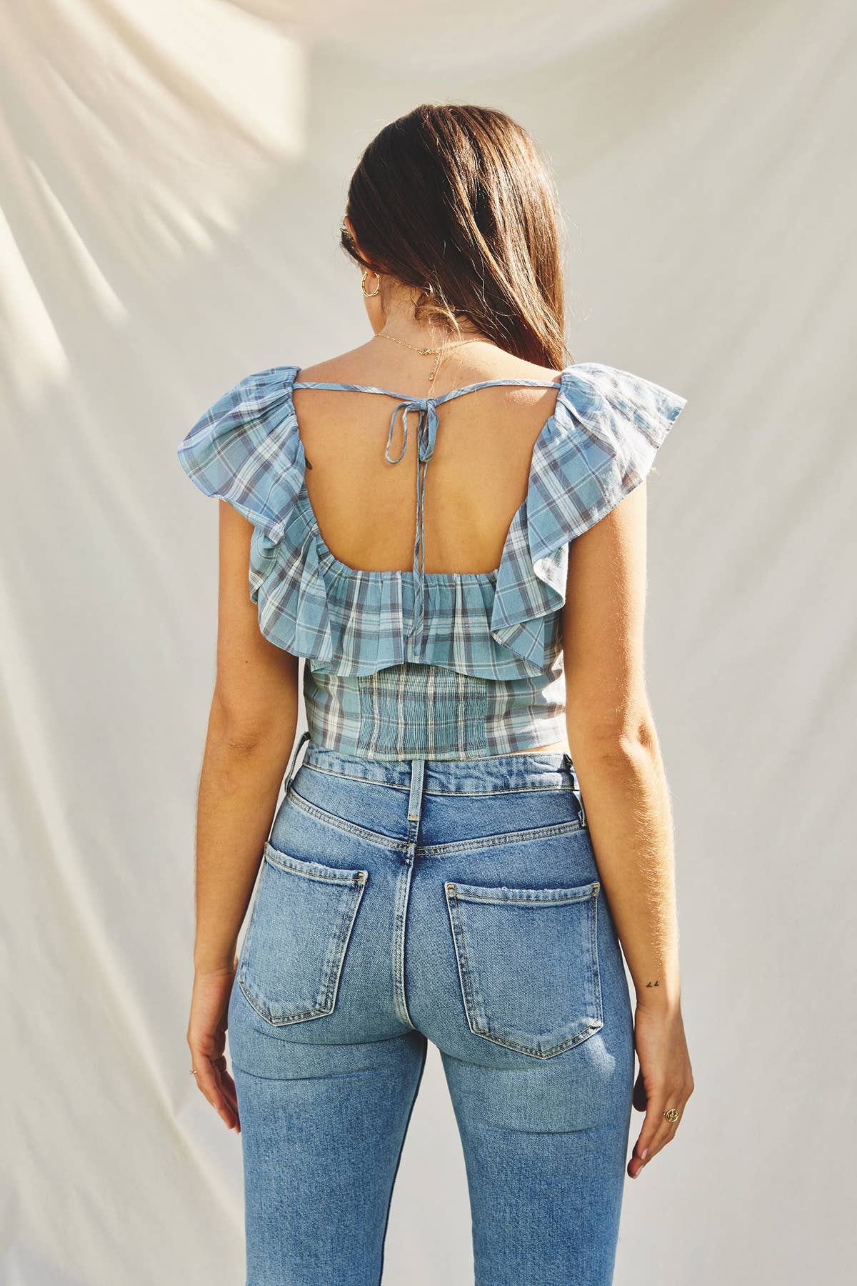 Say Something Blue Plaid Crop Top