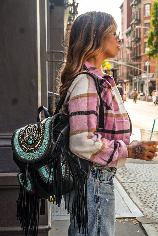 Downtown Plaid Pink Shacket