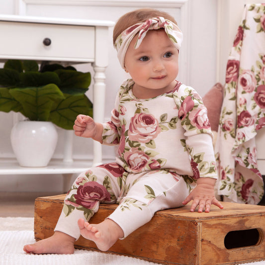 Baby French Rose Zipperless Cotton Romper