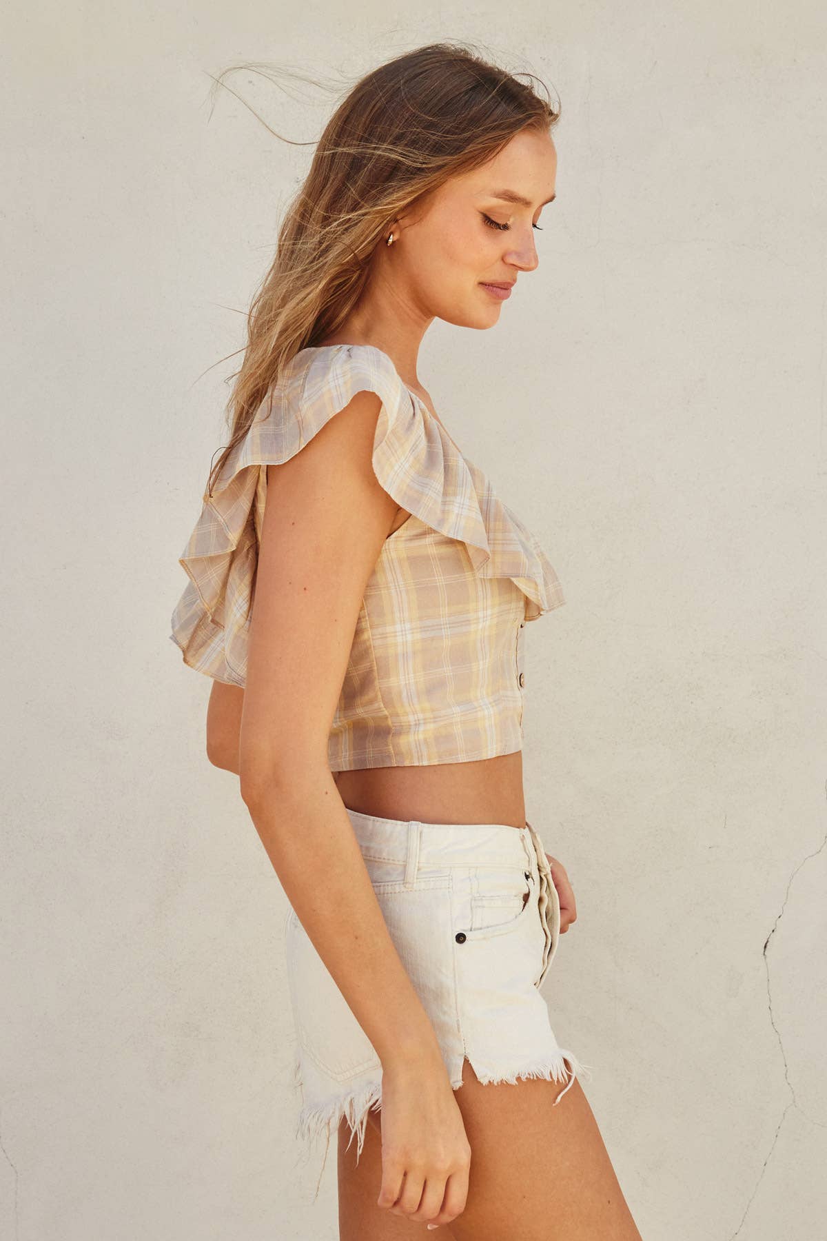 Say Something Blue Plaid Crop Top