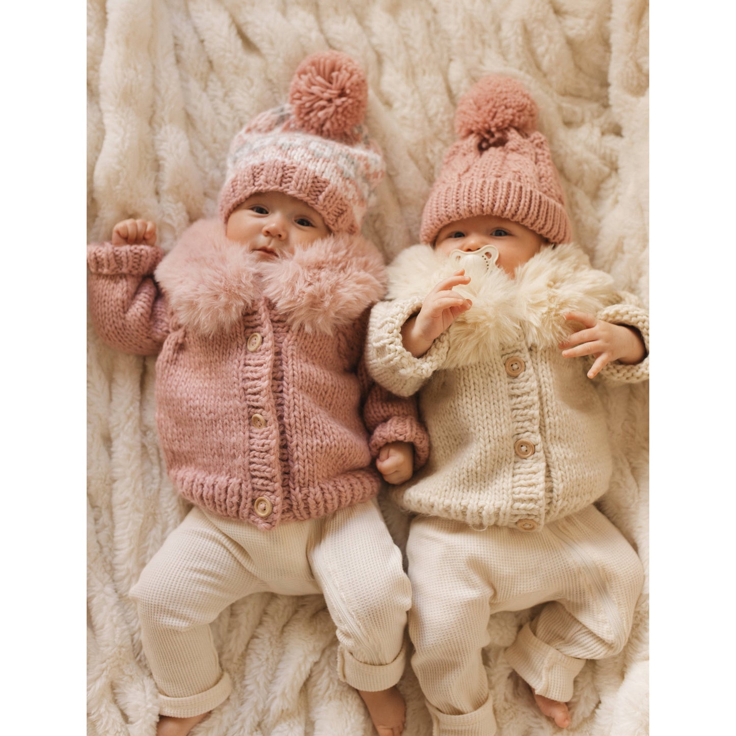 Faux Fur Collar Natural Cardigan Sweater Baby & Toddler