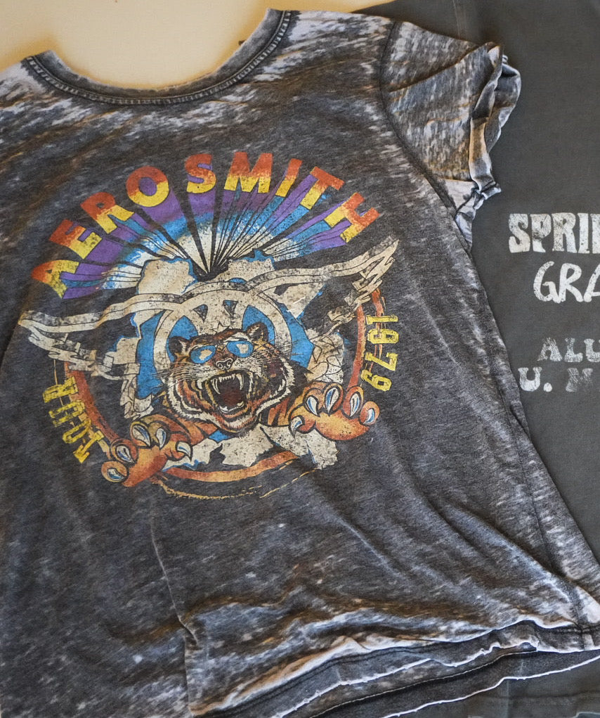 Aerosmith Tiger 1979 Band T-shirt in Burnout Black