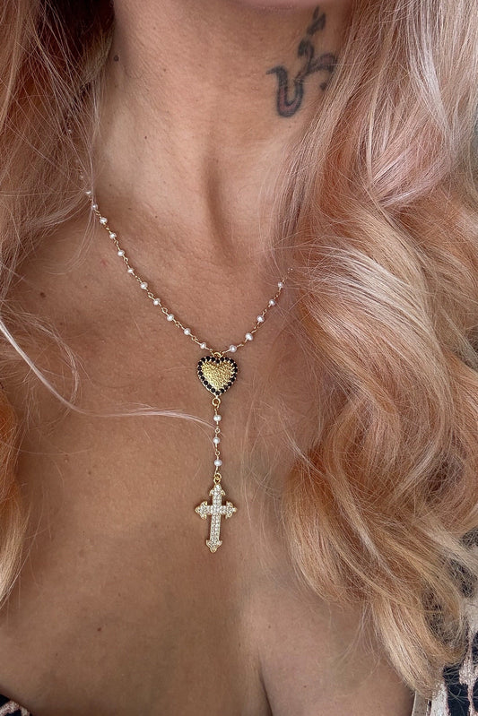 Vanessa Mooney Runaway Heart Rosary Necklace NEW