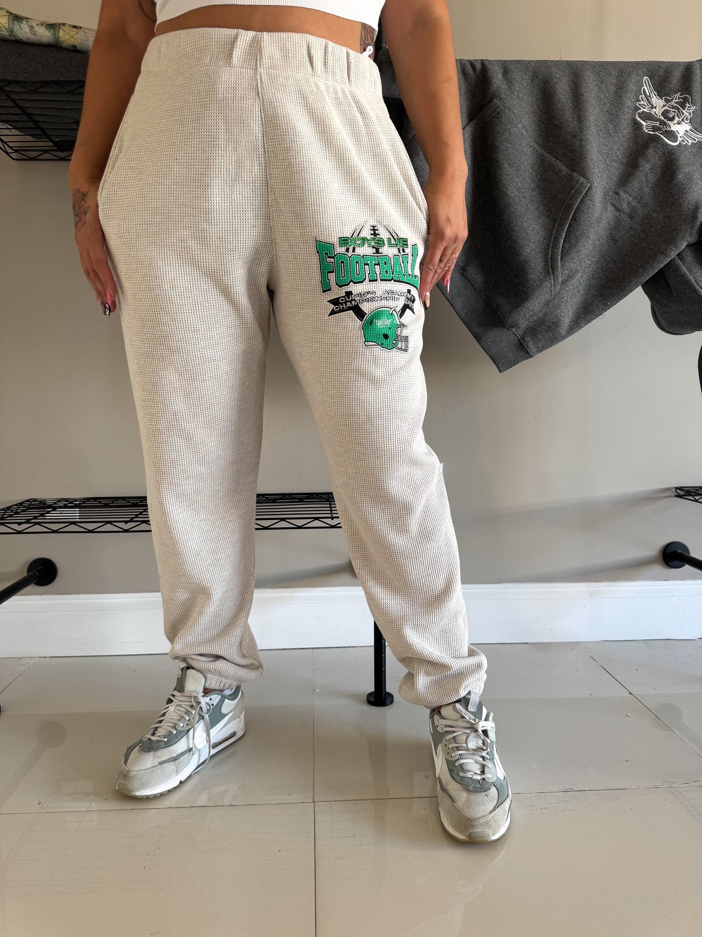 Boys Lie Dont Fumble Football Waffle Knit Joggers