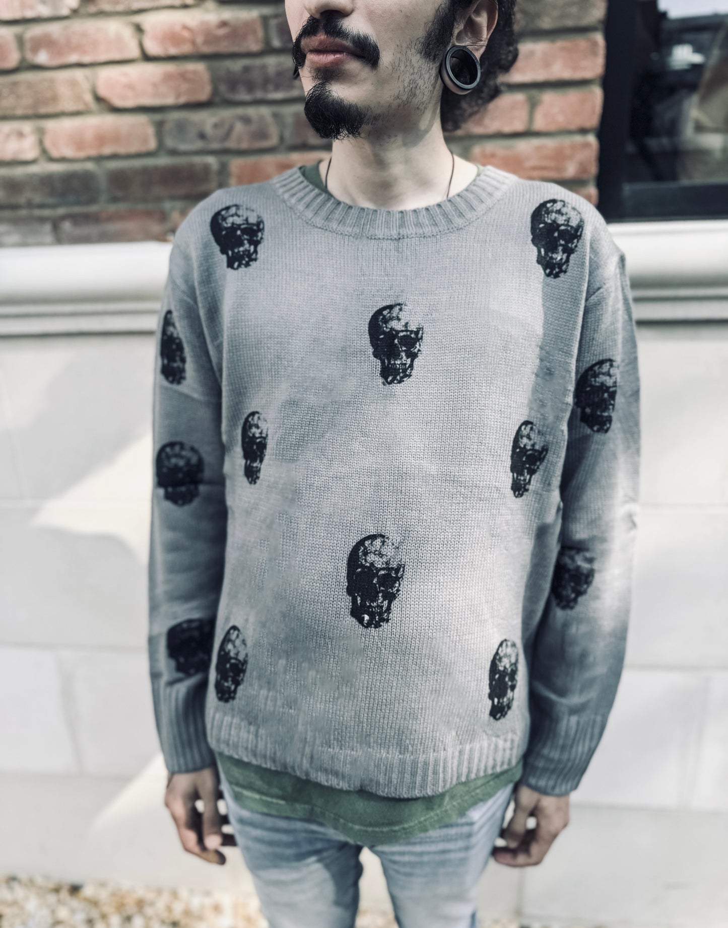 SALE Classic Skull Crewneck Sweater in Cloudy Grey