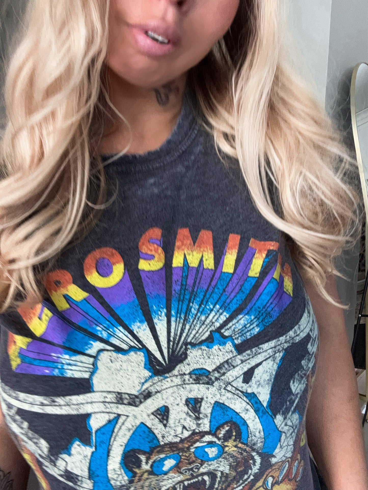 Aerosmith Tiger 1979 Band T-shirt in Burnout Black