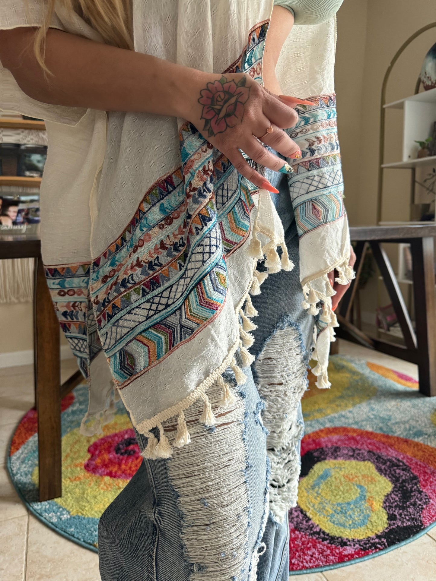 SALE Bohemian Princess Embroidered White Kaftan