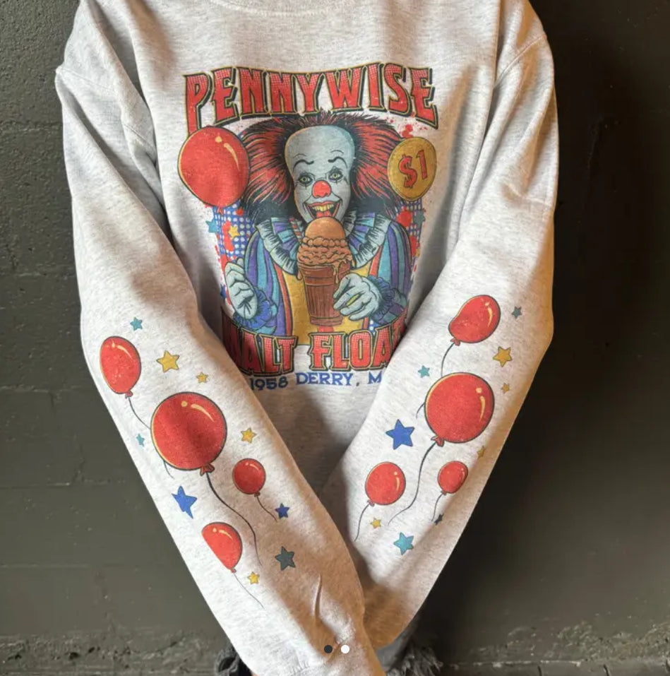 Pennywise Malt Floats Vintage Style Halloween Unisex Fleece Sweatshirt
