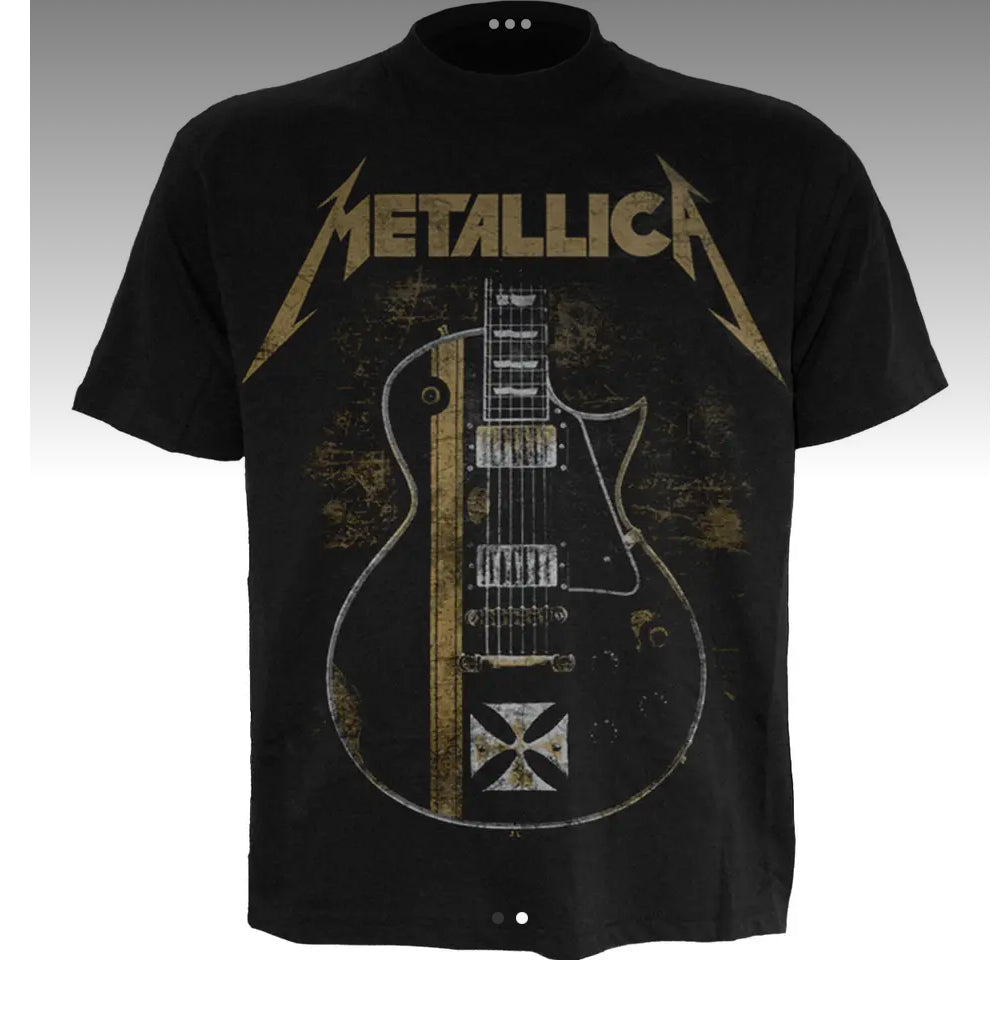 Metallica Guitar Black Mens Band T-shirt