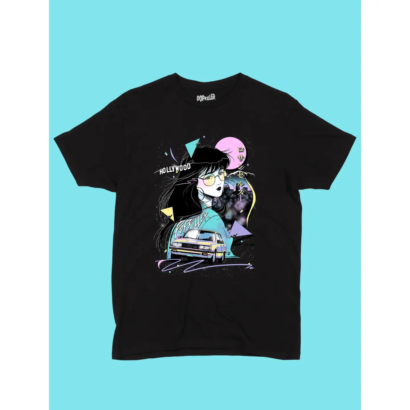 Popkiller Hollywood Comic Anime T-shirt Black