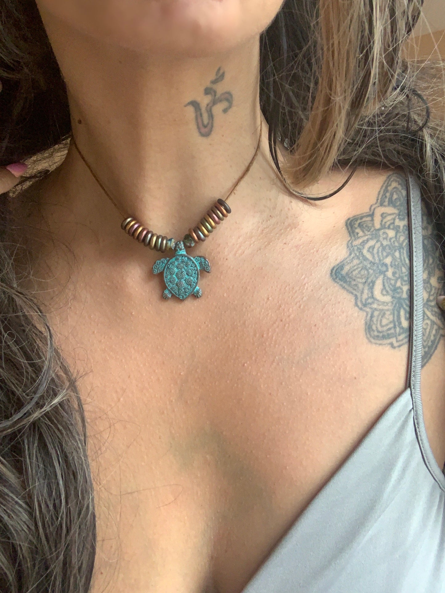 Swirl Turtle Patina Handmade Choker