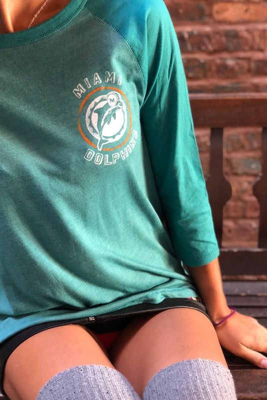 Miami Dolphins 3/4 Sleeve Jersey T-shirt in Team Colors