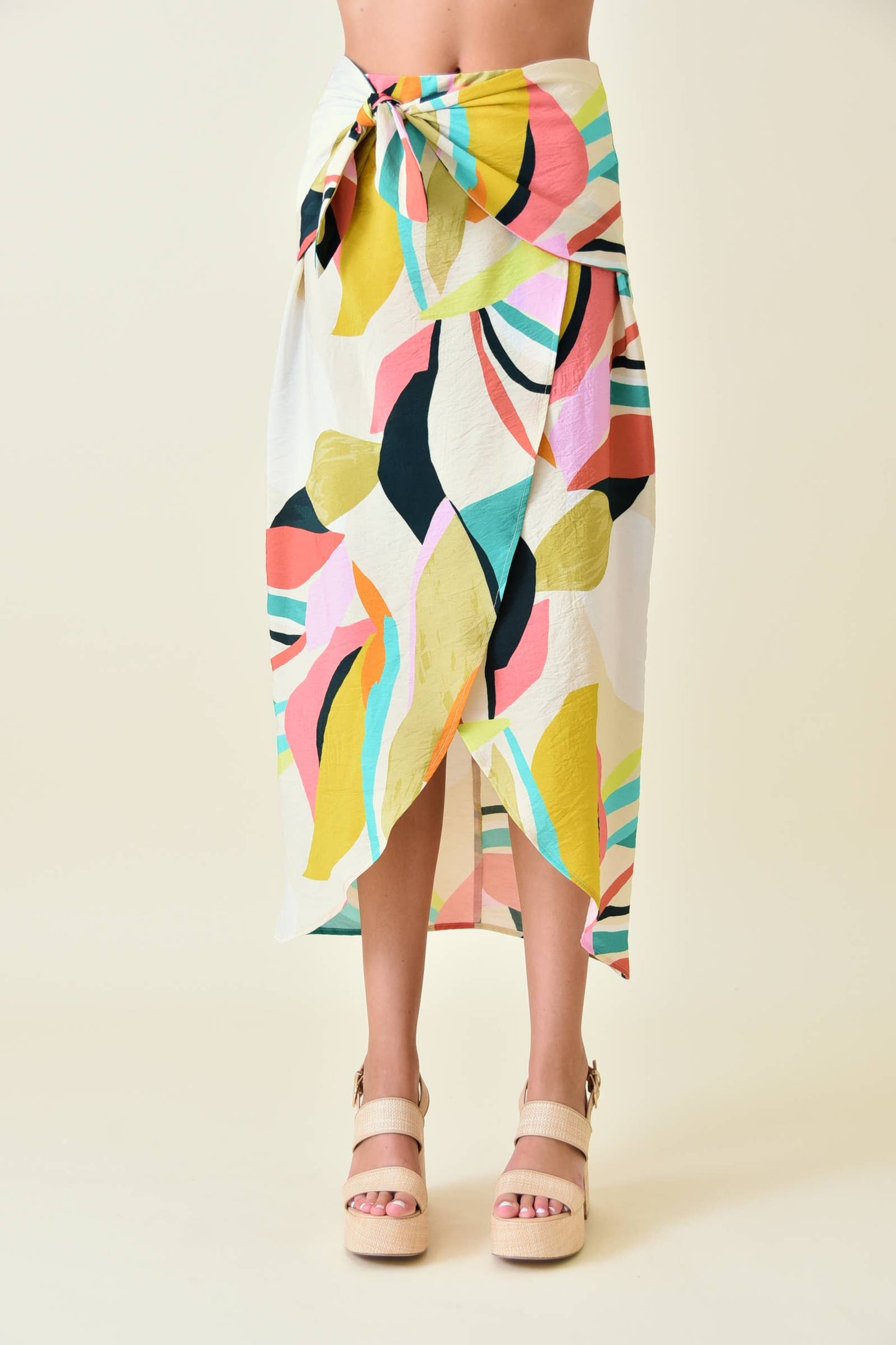 Sale! LAST FEW Palm Springs Resort Abstract Wrap Midi Skirt