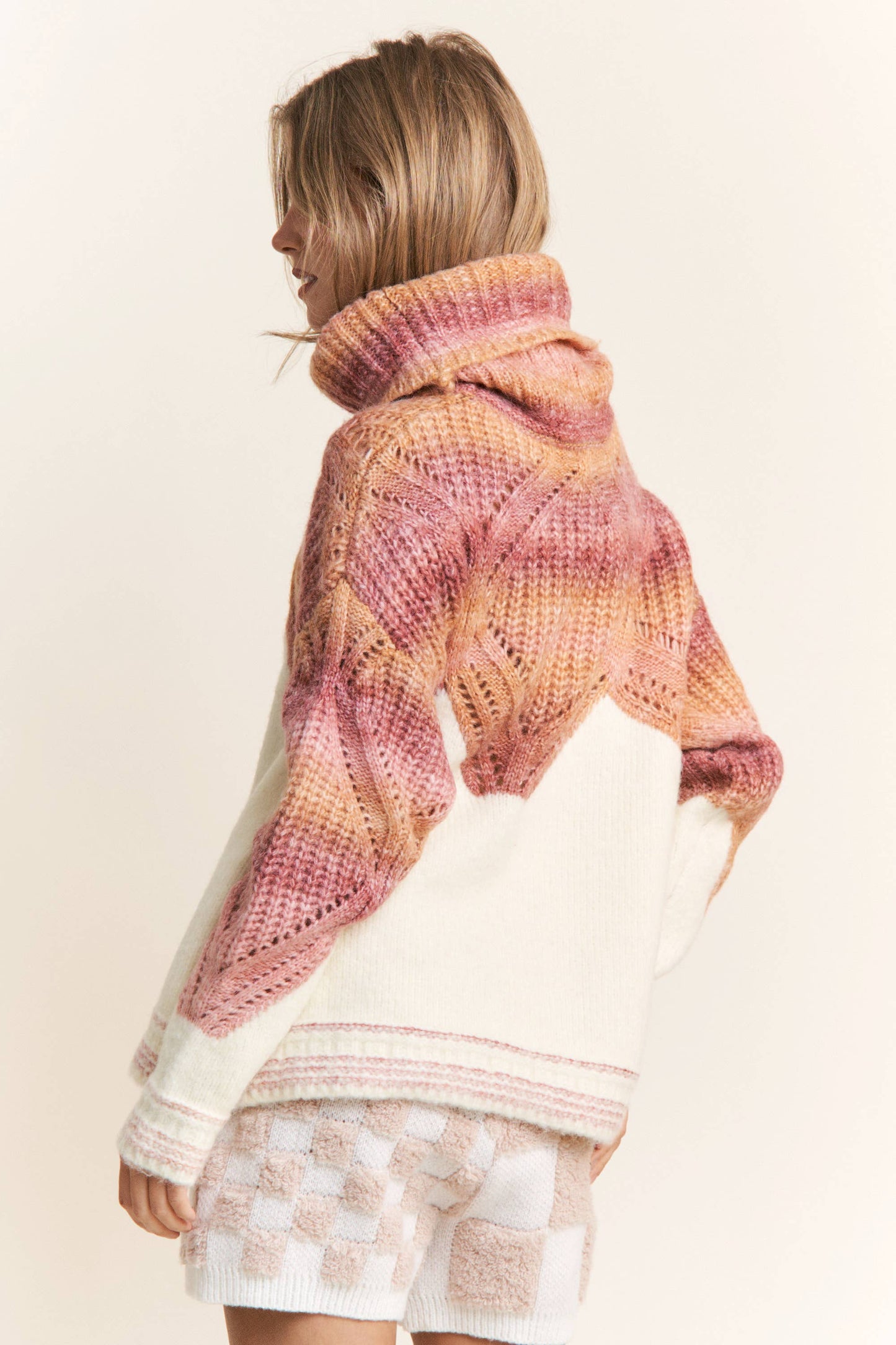 Ombre Chevron Cowl Sweater