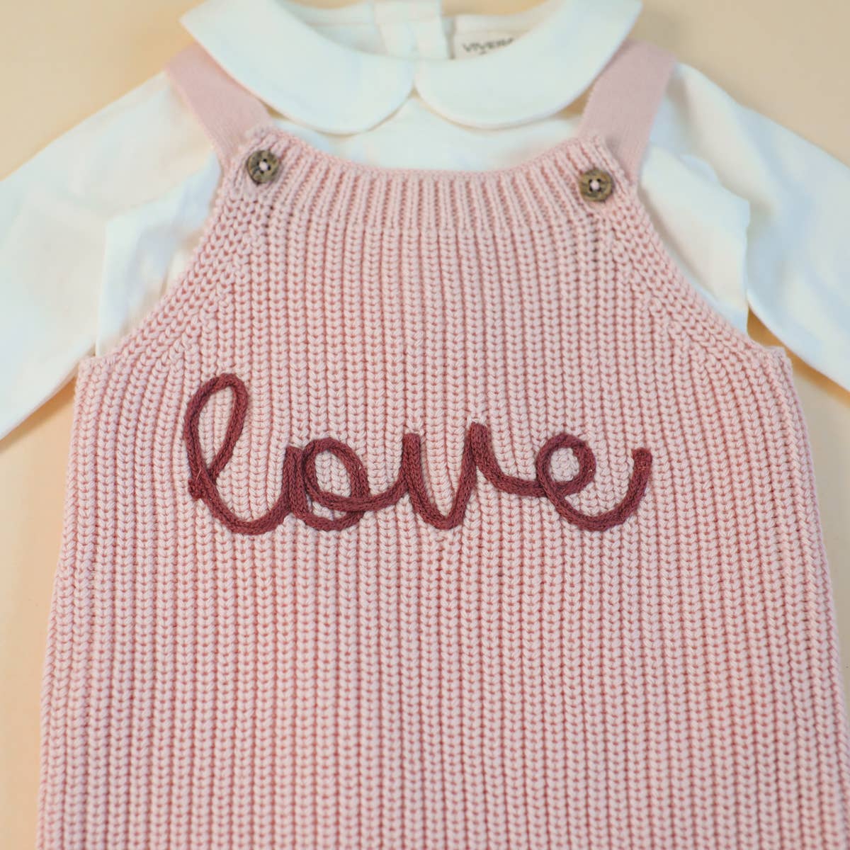LOVE Embroidered Chunky Sweater Knit Baby Overall & Bodysuit