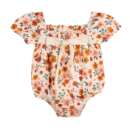 Summer Floral Baby Bubble Romper (Organic Muslin)