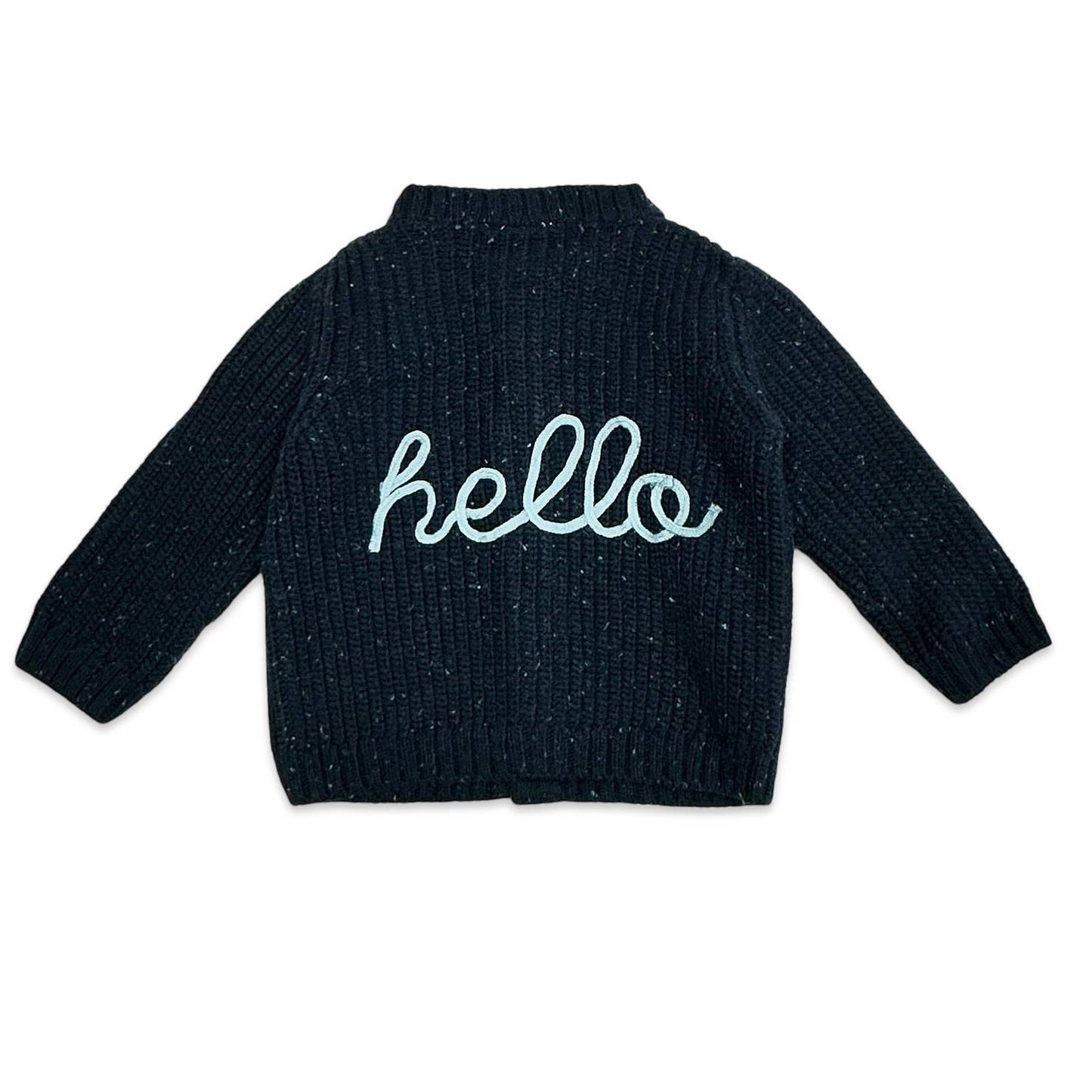HELLO Chunky Knit Baby Cardigan Sweater Organic Cotton
