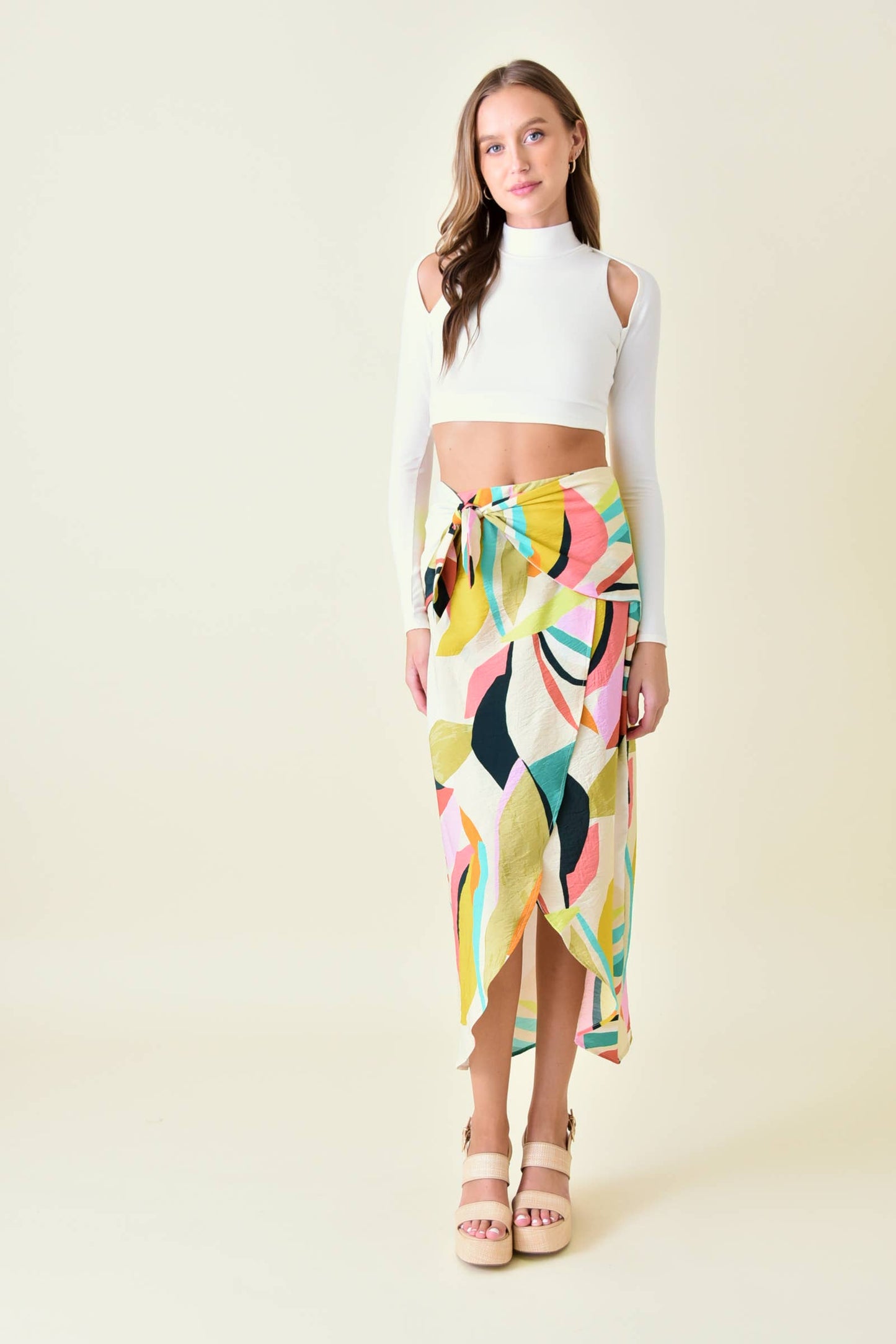 Sale! LAST FEW Palm Springs Resort Abstract Wrap Midi Skirt