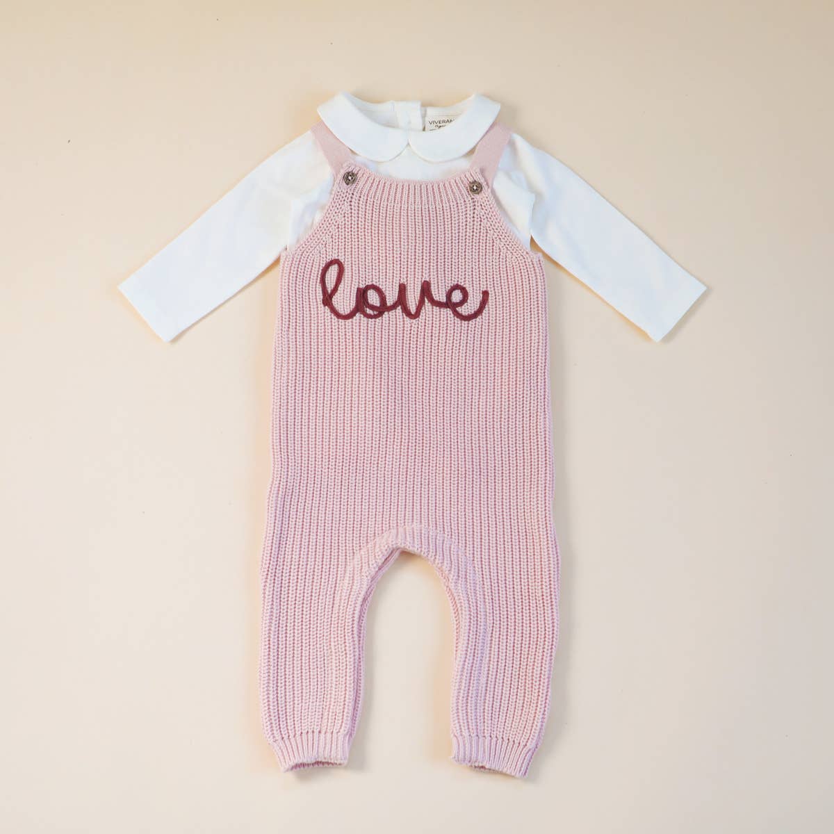 LOVE Embroidered Chunky Sweater Knit Baby Overall & Bodysuit