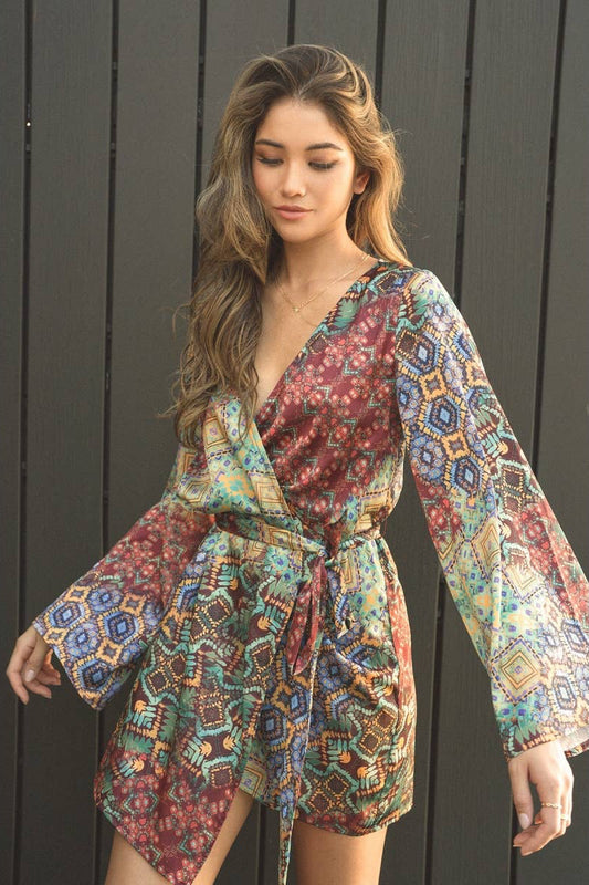 Kimono print romper