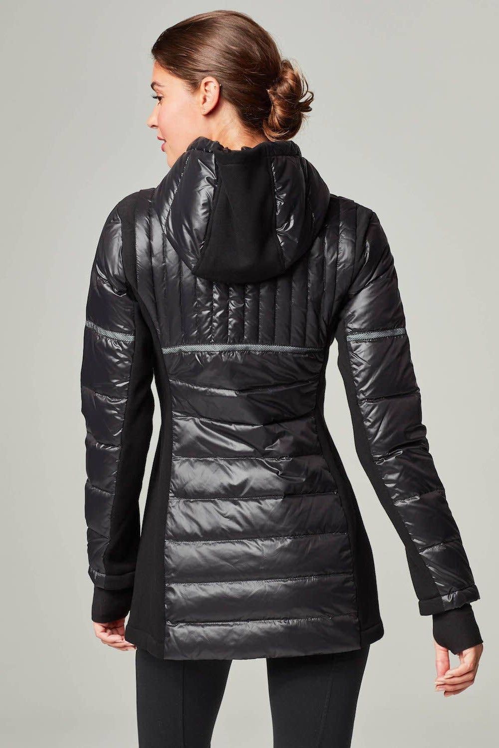 Black designer, hooded parka coat