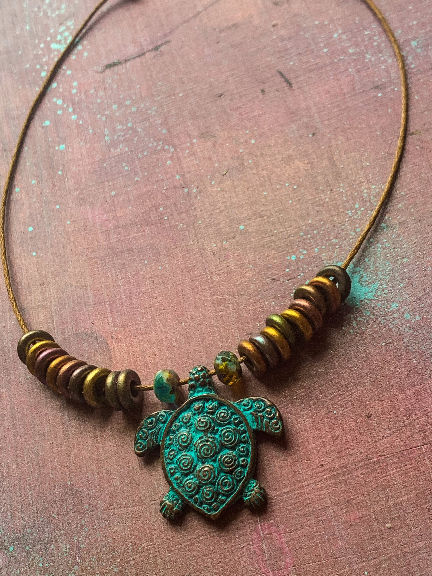 Swirl Turtle Patina Handmade Choker