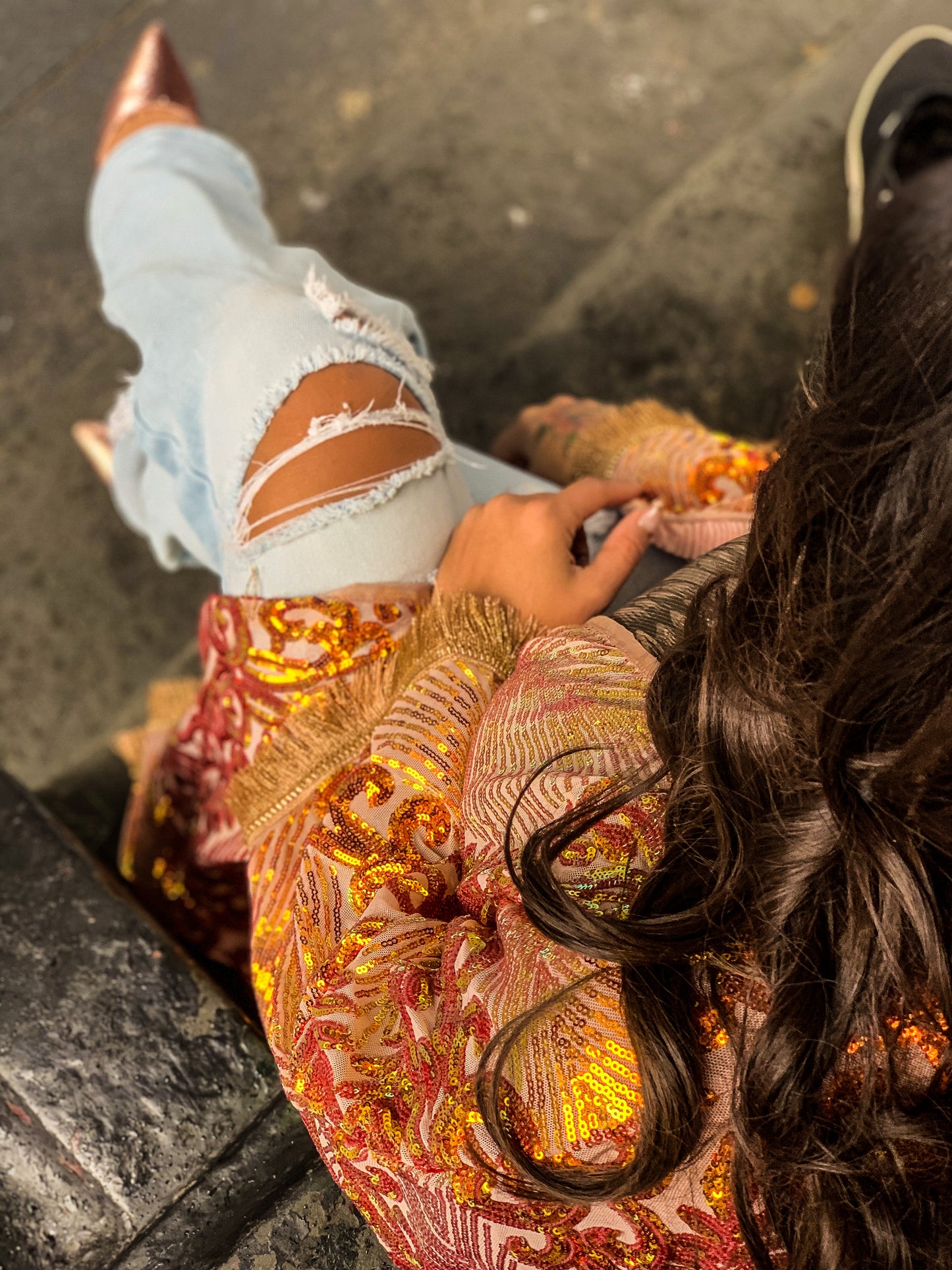 Sequin cardigan duster caftan kimono