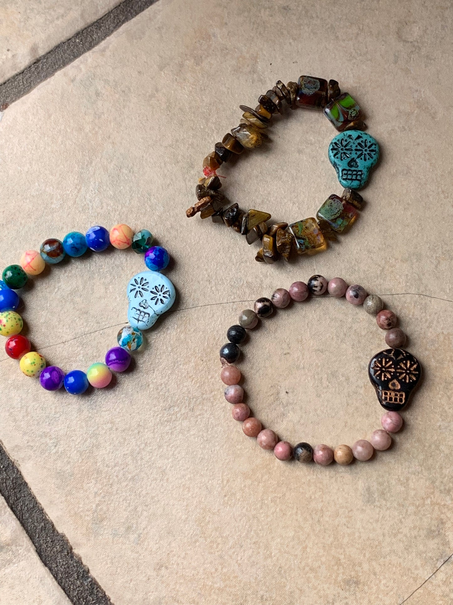 Sugar Skull Bracelet in Turquoise - Handmade Original