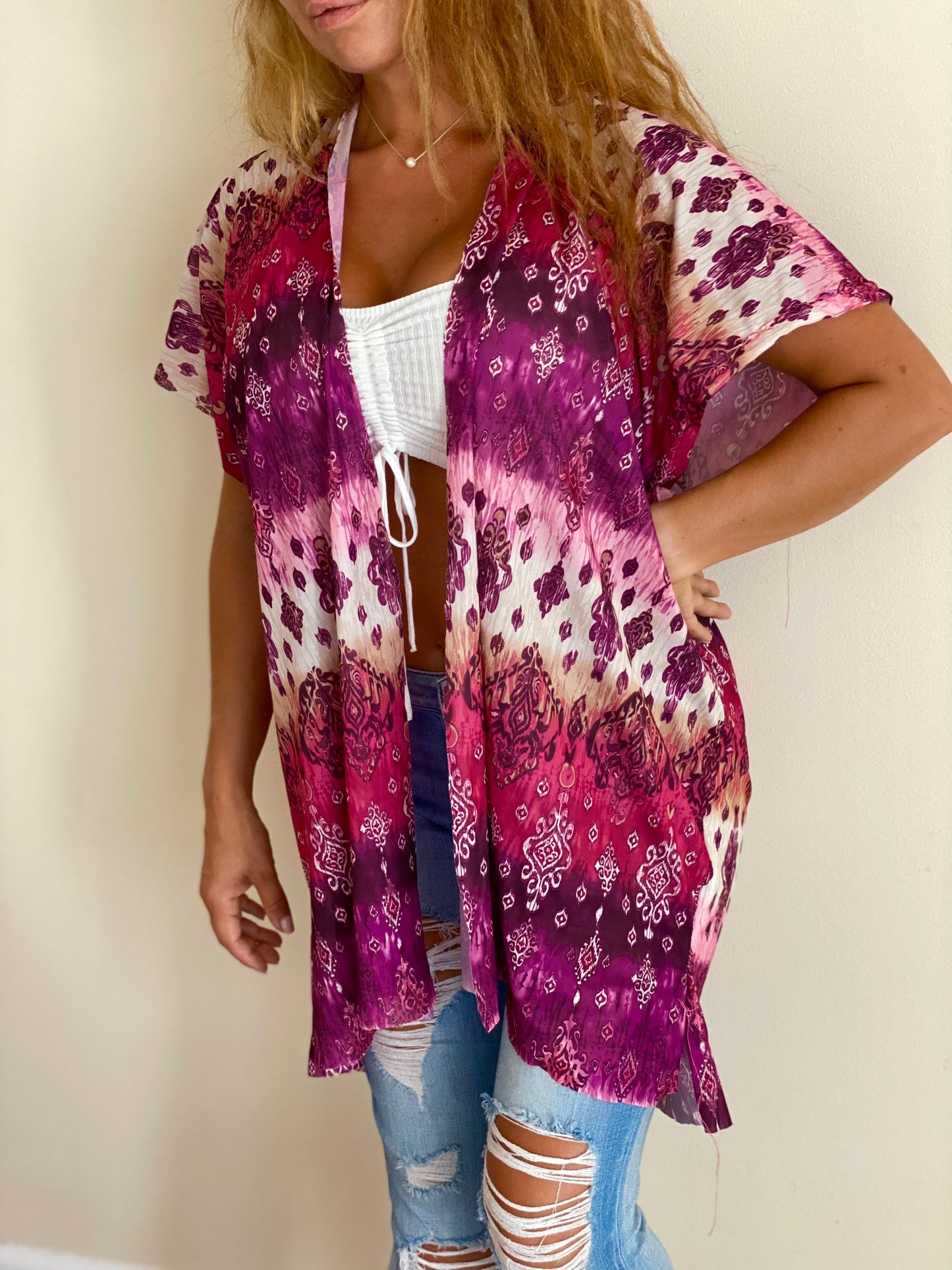 50% OFF Sparkle Skull Bohemian Print Kimono Overlay Top LAST ONE