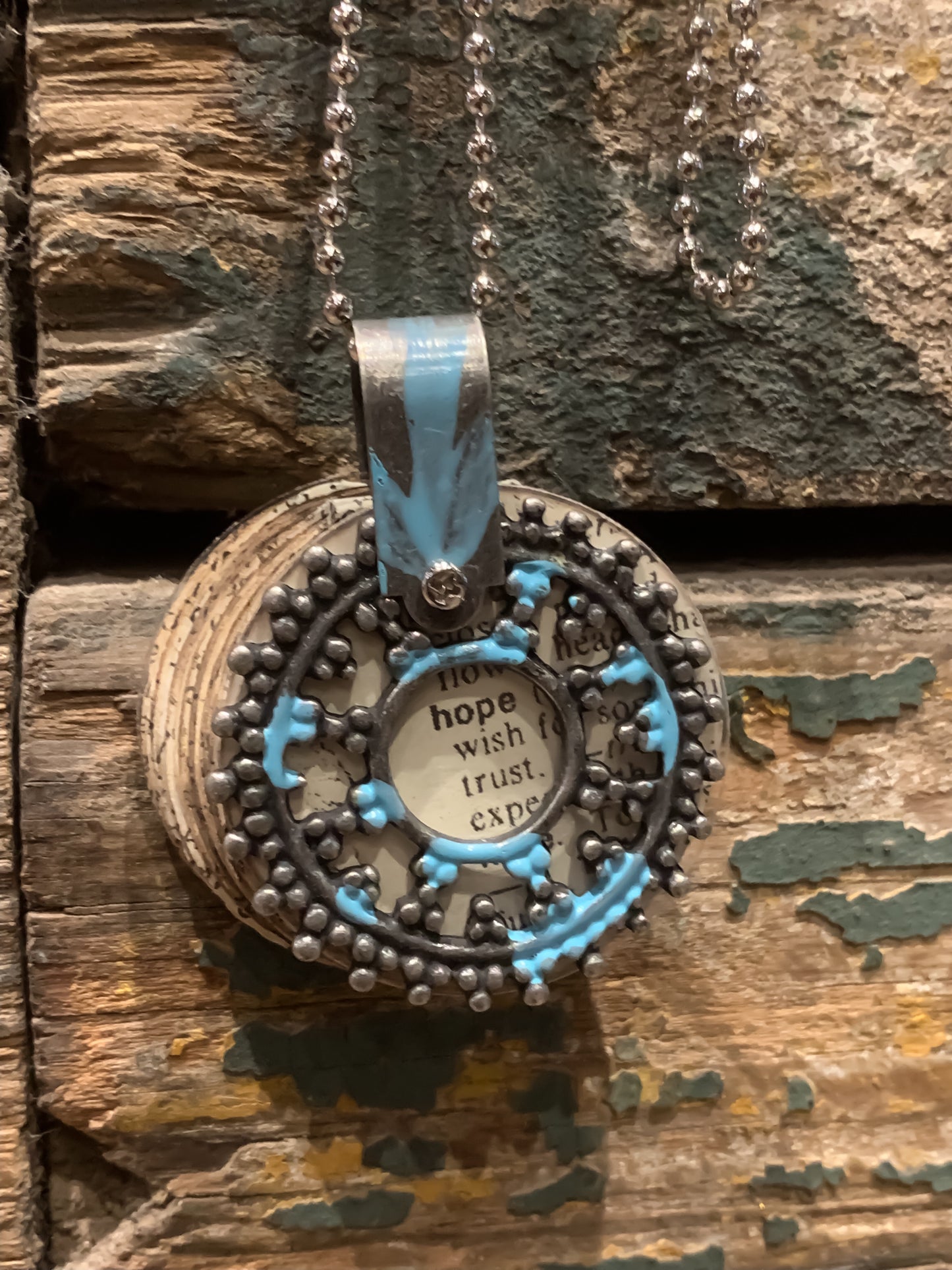 Hope Storybook Vintage Inspired Handmade Pendant on Ball Chain