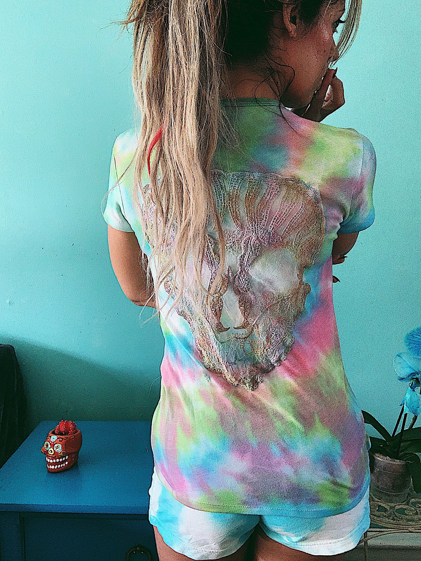 St. Lucia Bright Tie Dye Sugar Skull T-shirt