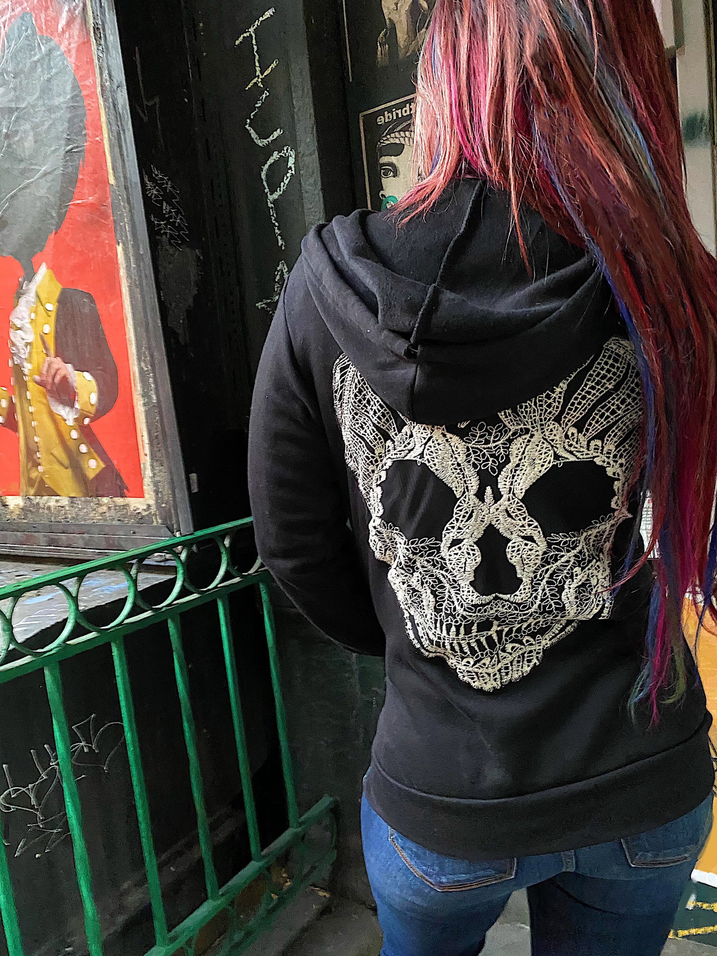 RESTOCK Sugar Skull Black Zip Hoodie