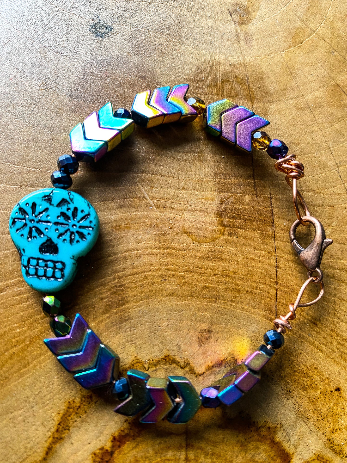sugar skull wire bracelet