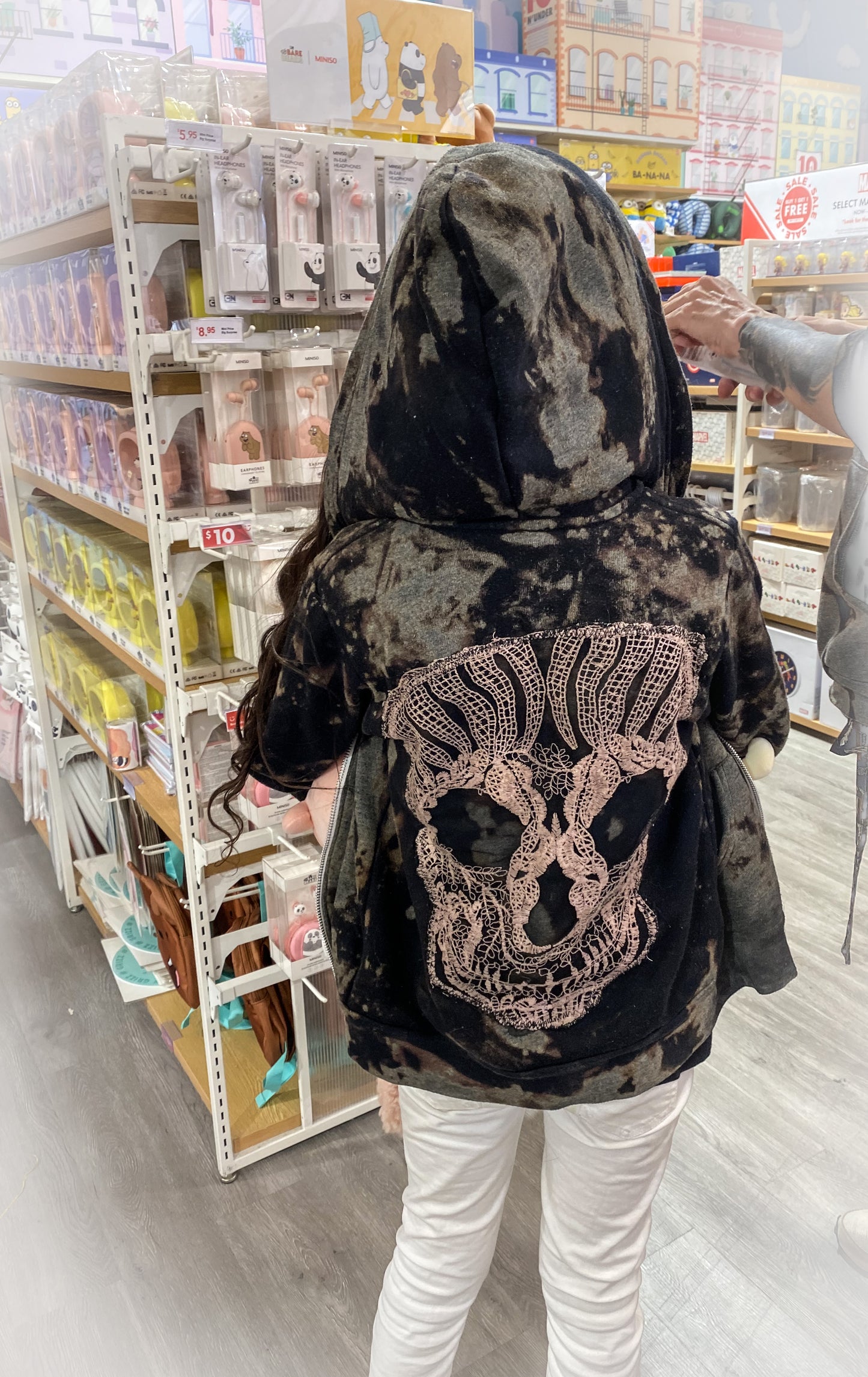 Sugar Skull Mini Hoodie - Graphite Dyed