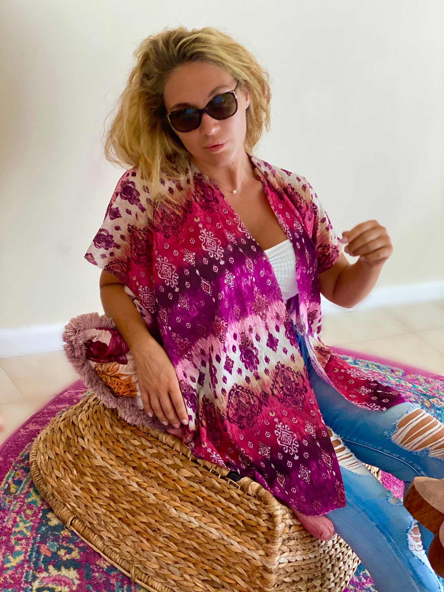 50% OFF Sparkle Skull Bohemian Print Kimono Overlay Top LAST ONE
