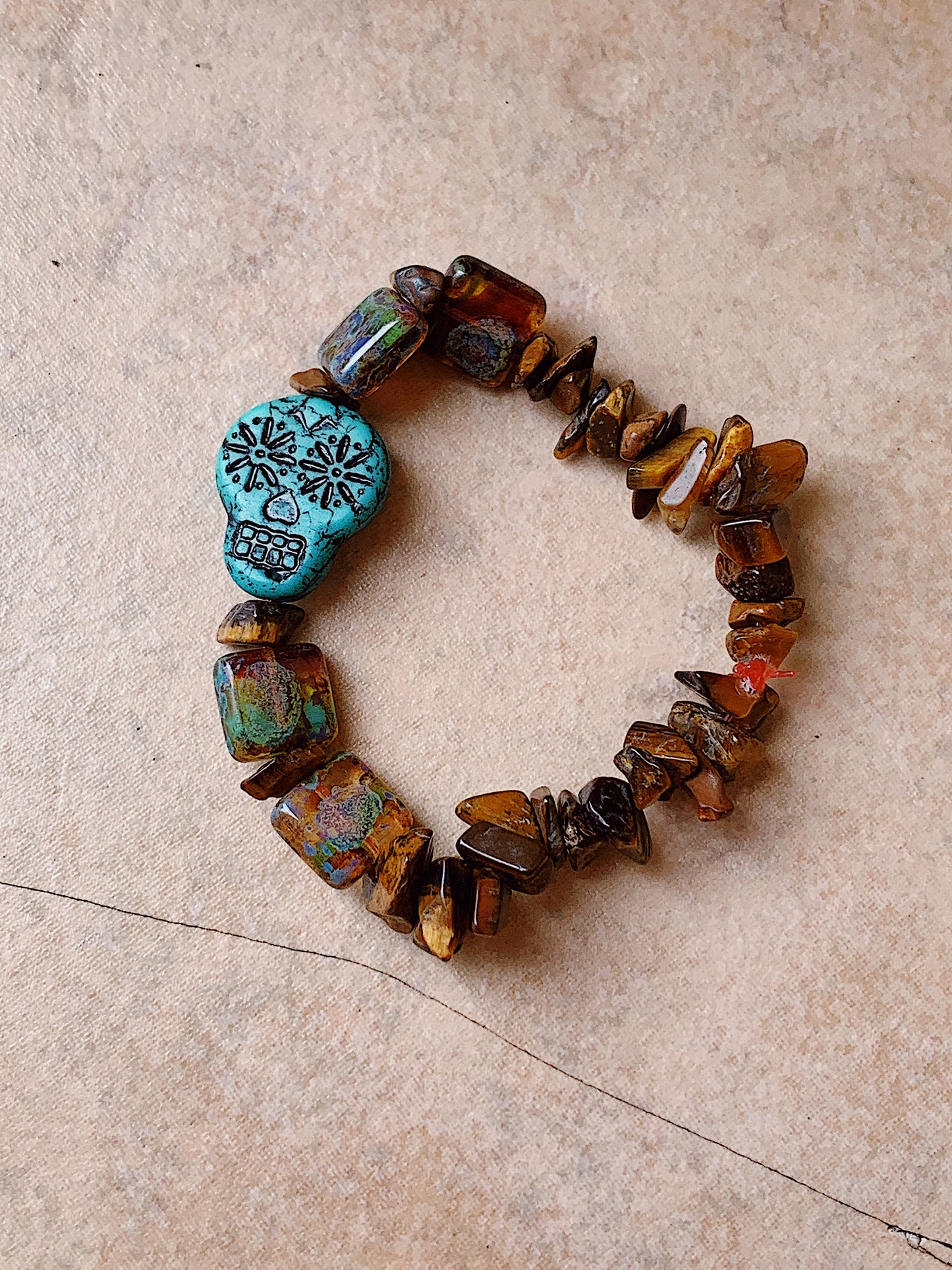 Sugar Skull Bracelet in Turquoise - Handmade Original