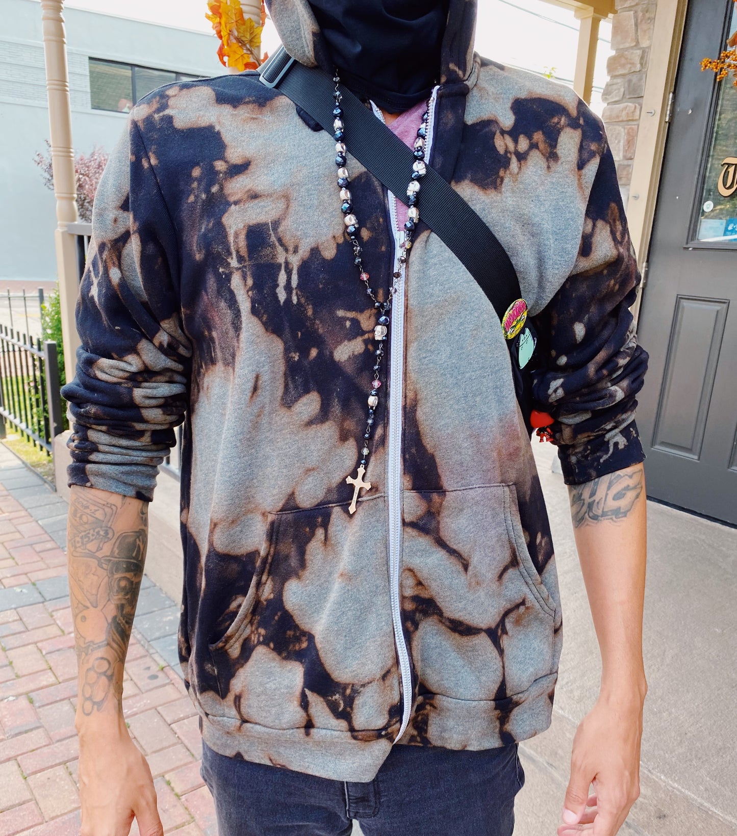 Graphite Skull Hoodie Sweatshirt Black/Grey NEW