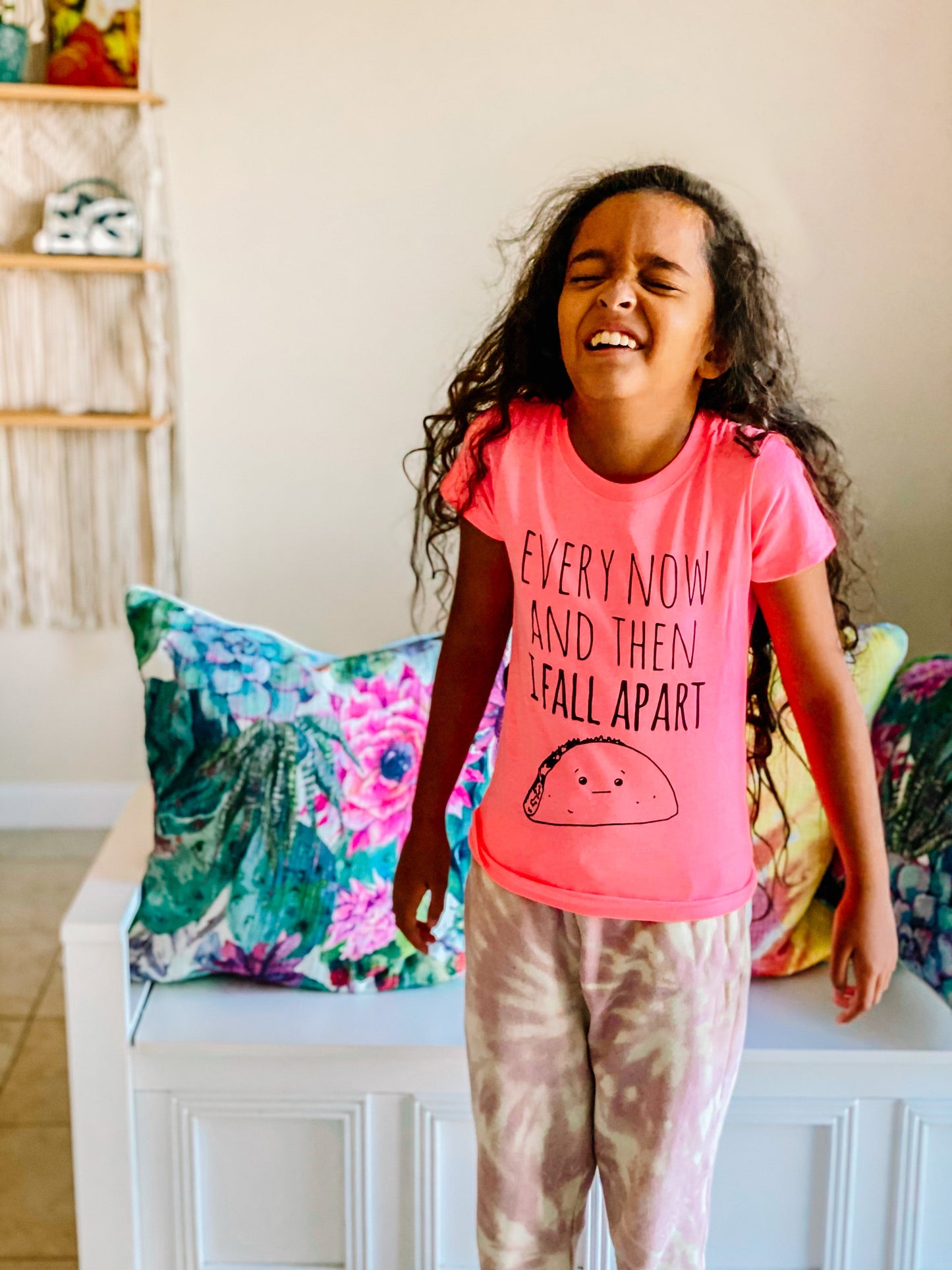 Kids Fall Apart Taco Tshirt in Bright Watermelon