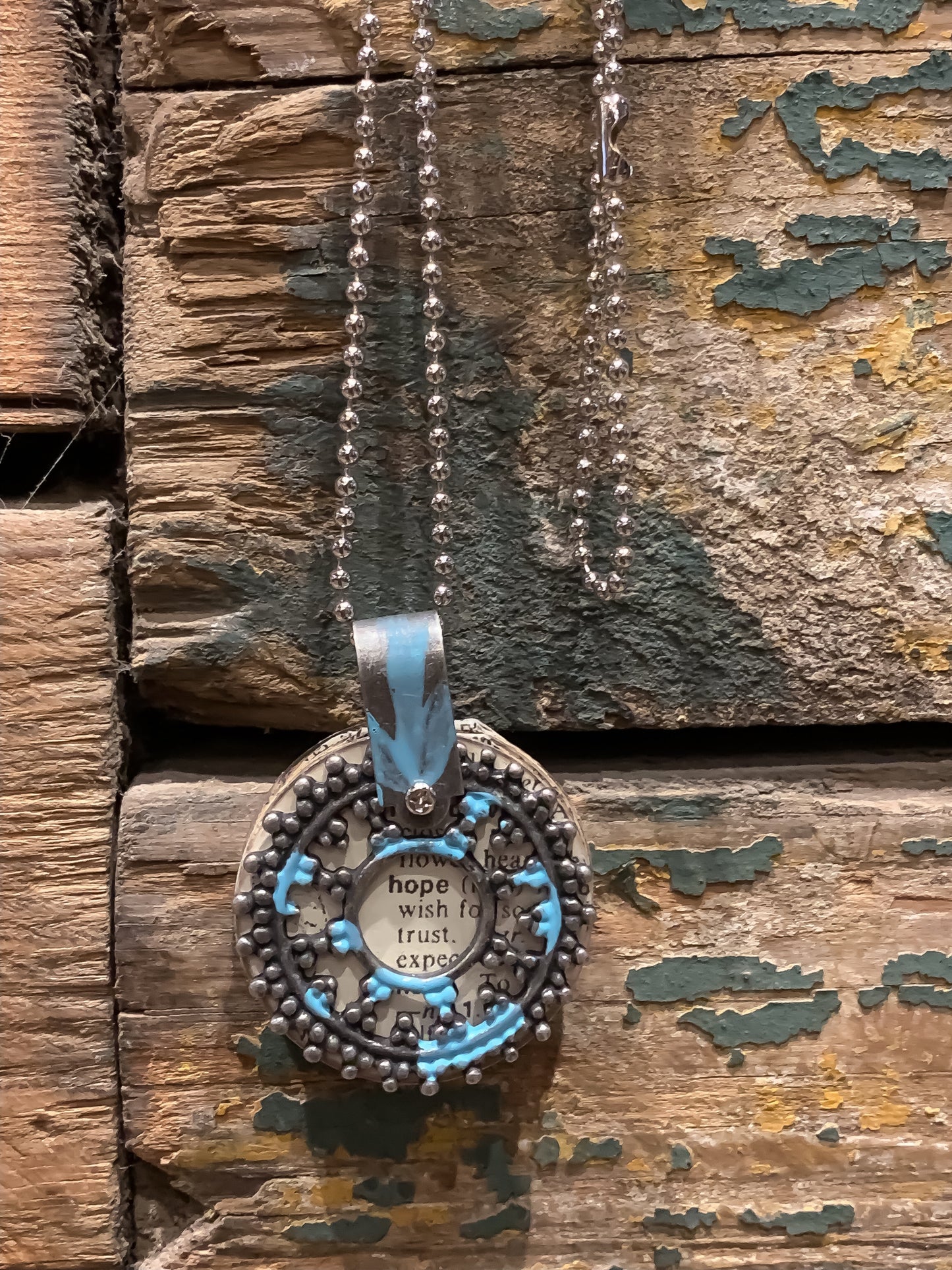 Hope Storybook Vintage Inspired Handmade Pendant on Ball Chain