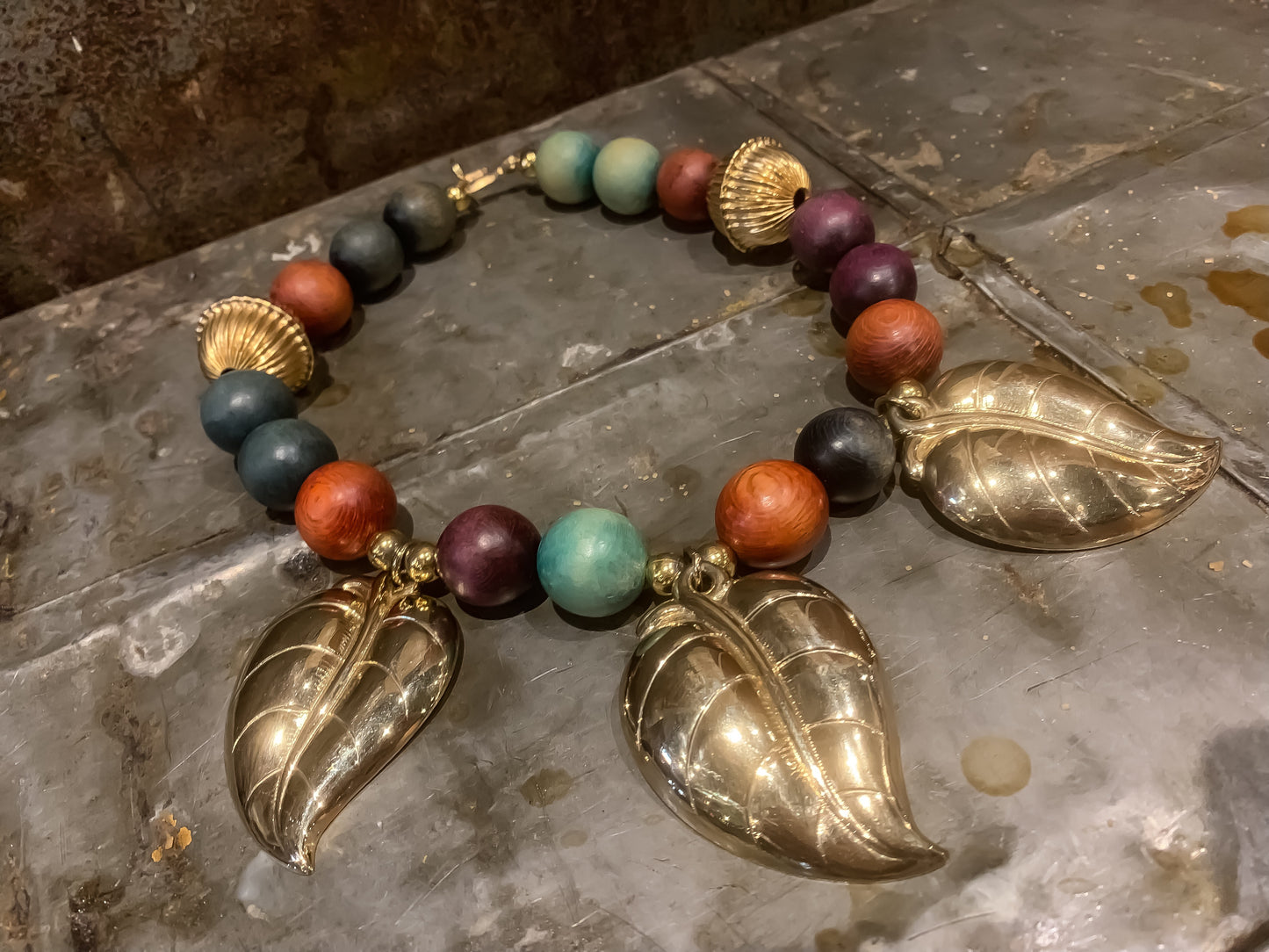 Vintage Art Deco Inspired Leaf Statement Necklace