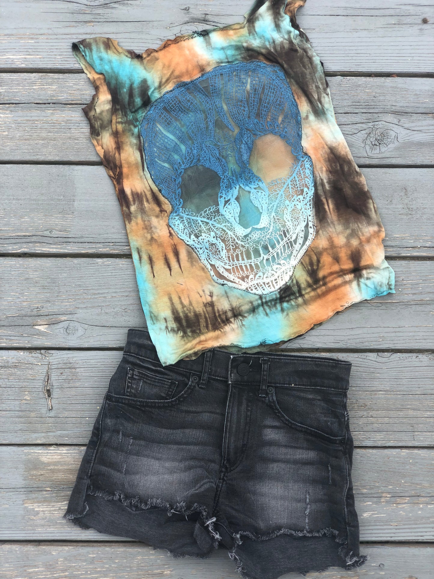 Desert Skull Tie Dyed Sugar Skull Tank Top