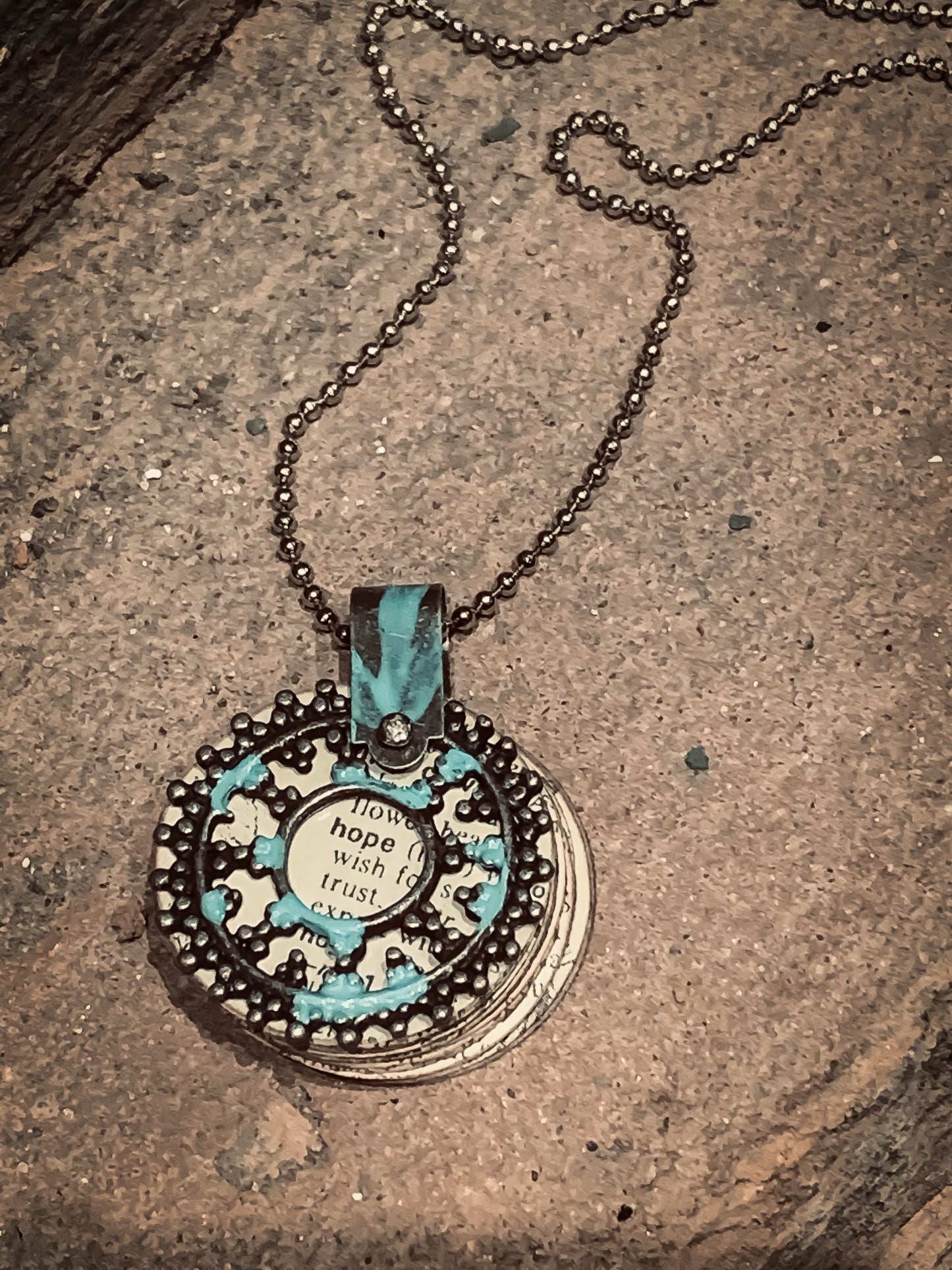 Hope Storybook Vintage Inspired Handmade Pendant on Ball Chain