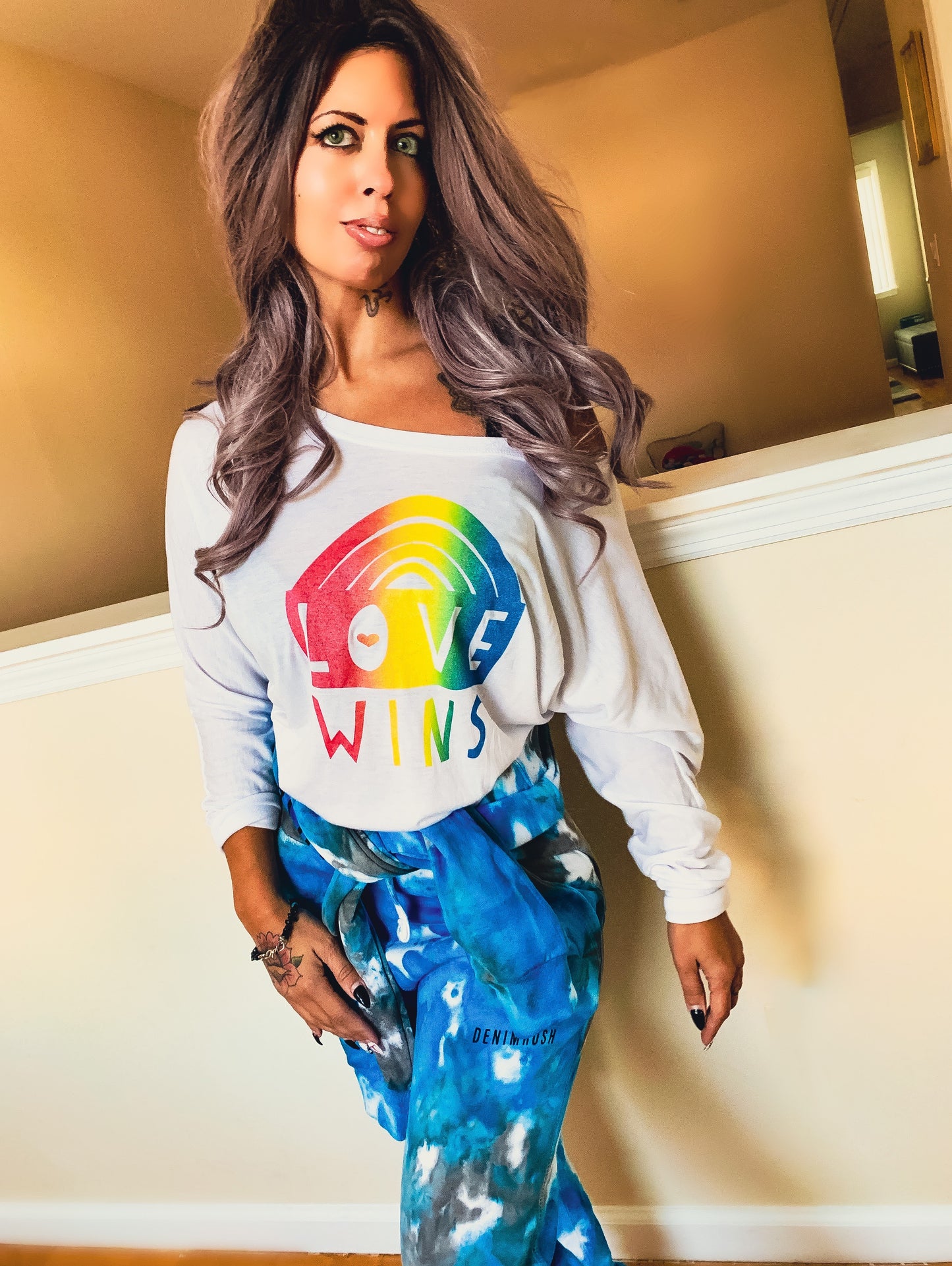 50% OFF Love Wins Graphic Off Shoulder TShirt