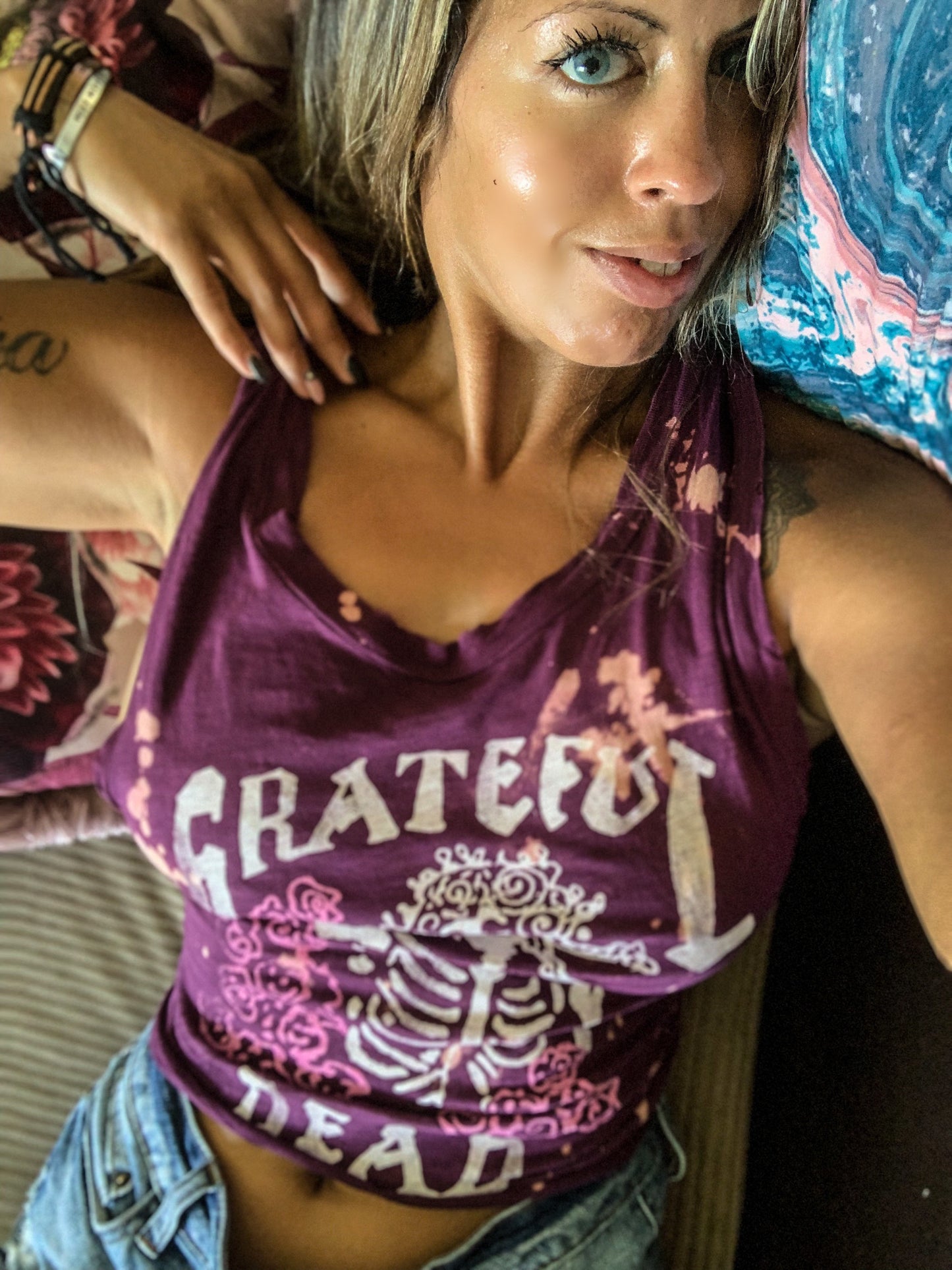 Grateful Dead Distressed Cropped Sleeveless Tee